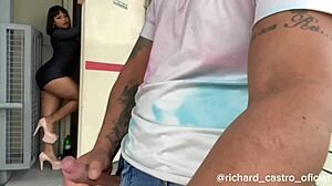 Caught Building Doorman Jerking Cock in Emergency Exit
