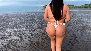 Homemade Creampie as Stranger Fucks Big Ass Latina Beachside