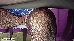 Vibrator remote control triggers squirt orgasm at public camp!