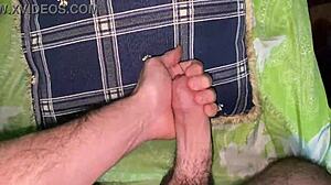 Young stud jerks cock pleasurably spilling massive milk loads