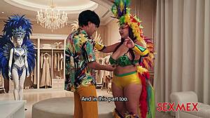 Sexmex milf kari cachonda flaunts big ass tits in carnival outfit