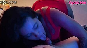 Brazilian brunette puffs smoke while teasing friend's cock intimately