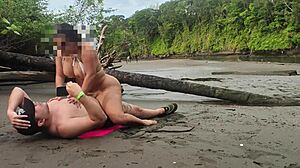 Homemade Creampie as Stranger Fucks Big Ass Latina Beachside