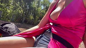 Italian Milf Artemisia Love Exposes Huge Tits Nipples in Outdoor Forest Public Fetish