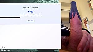 Watch this muscular fat guy's 19cm monster cock endure endless handjob workout without cumming!