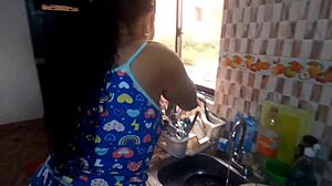 Big-Ass Colombian Milf Seduces Stepson For Kitchen Doggystyle Pounding While Hubby Works