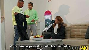 daddy4k trainer's monster cock equipment stretches my shaved pussy during workout