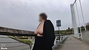 Wife's Saggy Tits Flash Public Bridge Tease
