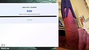 Watch this muscular fat guy's 19cm monster cock endure endless handjob workout without cumming!