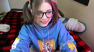 Nerd cums from viewer edged vibrator play feet and panty teases on webcam