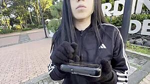 damn i met estefani that cute colombian neighbor sucking my asshole like crazy!