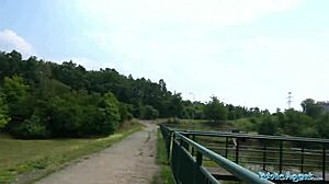 public agent i fuck this horny blonde's tight body for cash in forest