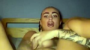 slutty goth teen fingers her wet pussy till she squirts hard