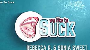 Bathing babes team up to slurp massive cocks!