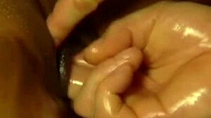 hey, feel how wet her sensitive pussy gets from my touch...