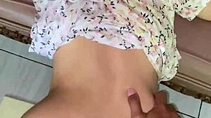 sexy pregnant asian teen neighbor forced to bend over for creampie in living room