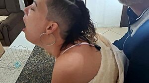 A stepdaughter gets surprised during breakfast in the kitchen 😲🍳💦