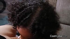 busty ebony bikini teen 18+ milks big cock blowjob interracial casting