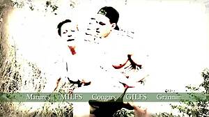 Skinny Granny Deepthroats Young Cock Bent Over Grass