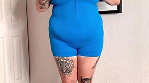 plump latina bbw shakes huge natural tits in erotic workout!