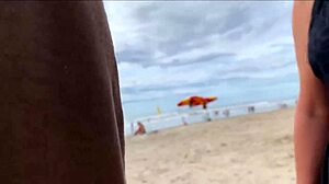 people watching but i'm cumming hard on beach with huge load