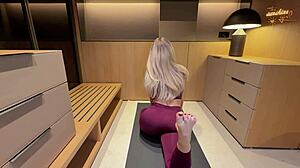 yoga instructor ravages my shaved tight pussy relentlessly!