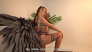 horny photographer pounds celeste alba black wings model screaming