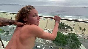 Brazillian teen anal creampie pounded on rio balcony pov