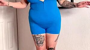 plump latina bbw shakes huge natural tits in erotic workout!