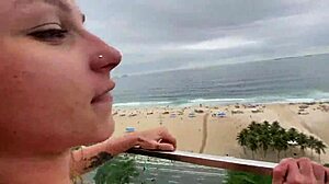 Brazillian teen anal creampie pounded on rio balcony pov