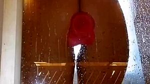 Juicy Ass Girl Fucks Pink Dildo In Dripping Shower