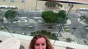 Brazillian teen anal creampie pounded on rio balcony pov