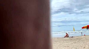 people watching but i'm cumming hard on beach with huge load