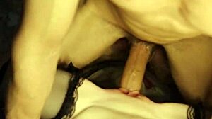 Hot stud slides into sultry babe's wet hole for deep bedroom pounding