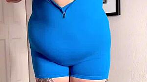 plump latina bbw shakes huge natural tits in erotic workout!