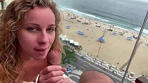Brazillian teen anal creampie pounded on rio balcony pov