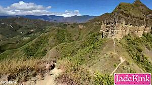 Kinky amateur couple flashes and fucks on trail—what's next?