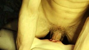 Hot stud slides into sultry babe's wet hole for deep bedroom pounding