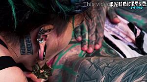 inexperienced tattooed hippie babe learns anal fingering from kinky alt pornstar