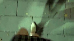 ting xuan pees outdoors then cums on her sexy shemale legs