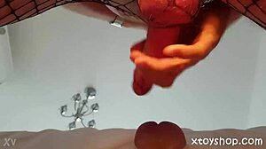 Trans fishnet fleshlight solo fuck ends in hot cum