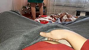 stepsis decorates tree while i riskily masturbate nearby