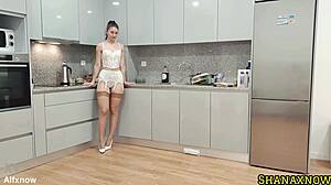 oh man, this vintage nerd in white stockings heels parades tiny waist legs forever!