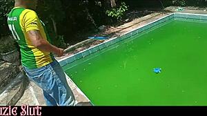 pool guy pounds deep inside housewife's big ass after cleaning