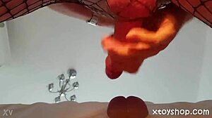 Trans fishnet fleshlight solo fuck ends in hot cum