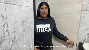 Stepsister's curiosity explodes into rough shower face fuck lesson!