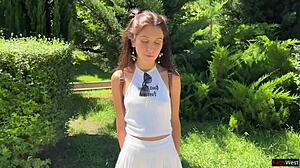 Pickup teen teases rough gangbang creampie deal