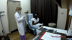 Rina Arem's Gyno Exam By Doctor Tampa Nurse Stacy Speculum Spread