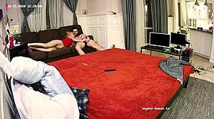 Real couple strips for voyeur blowjob cowgirl pounding home video