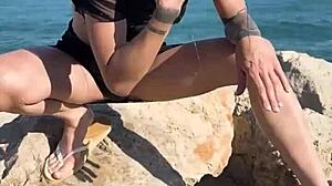 Kaitlyn Katsaros indulges in Barcelona holidays with BDSM choking, armpit licking and slave play outdoors